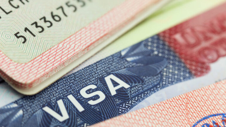 USA visa in a passport background